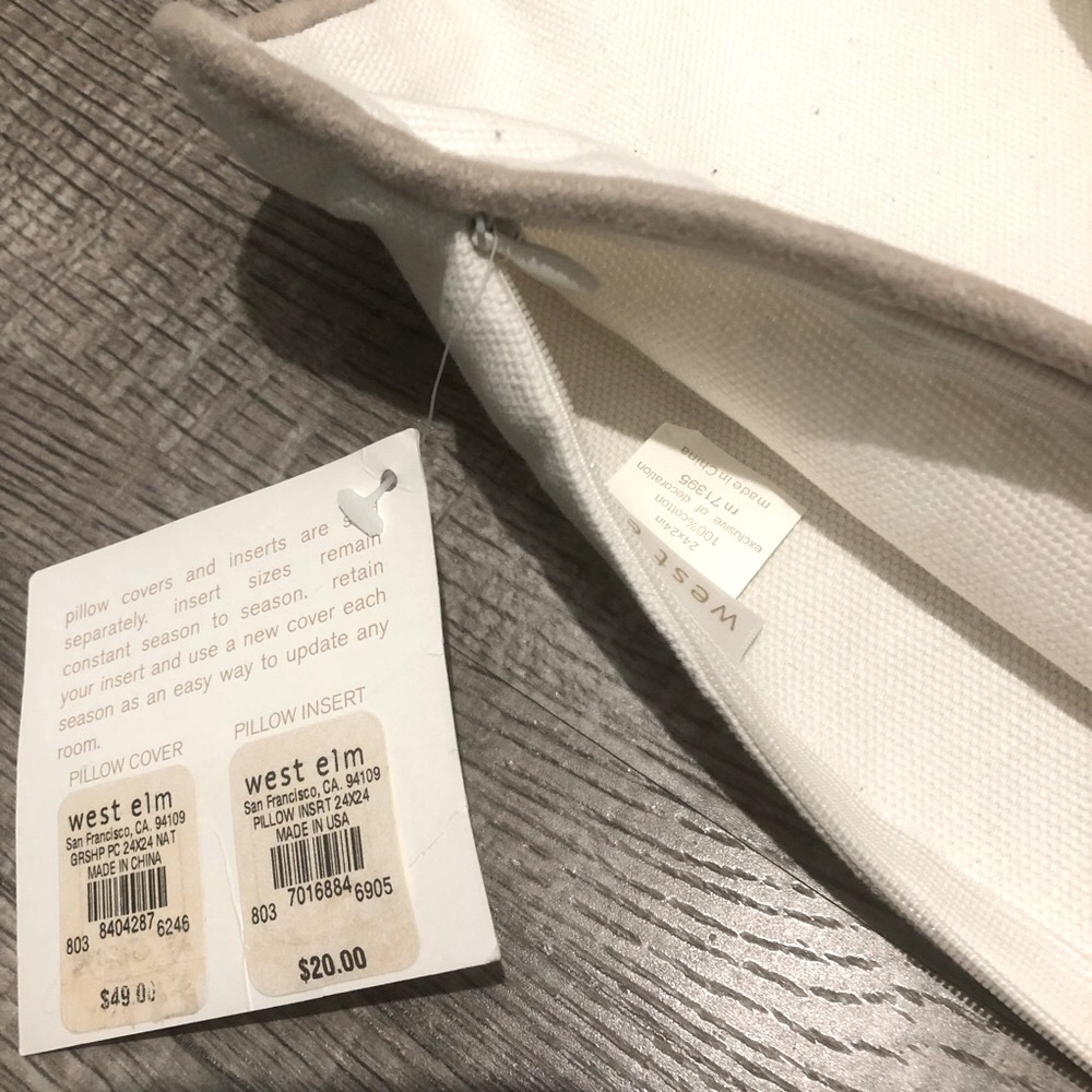 ✨RARE✨ West Elm 24” white pillow covers (2) - Picture 5 of 5